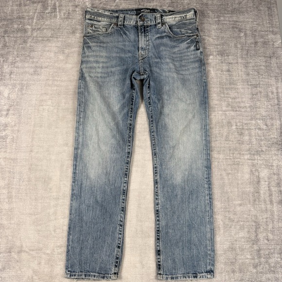 Silver Jeans Other - Silver Jeans Mens 34x32 Blue Denim Eddie Straight Y2K Faded Thick Stitch